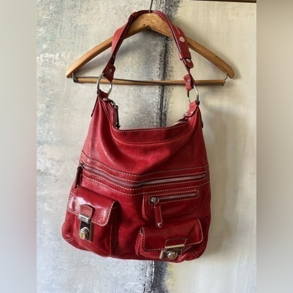 Copy — TOD’S Red Leather “Took Tracolla” Large Hobo Bag